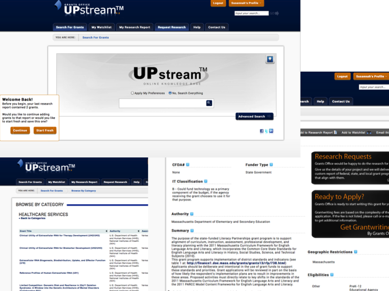 UPstream grants development tool